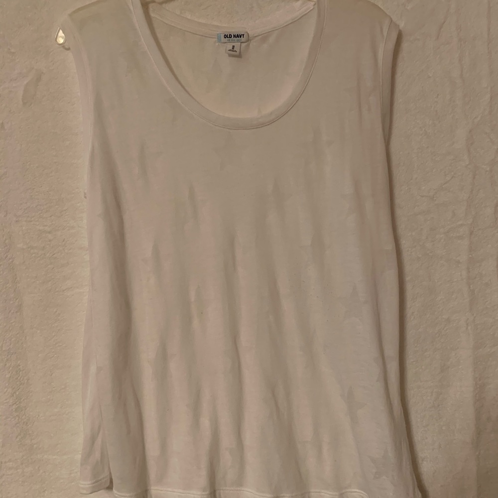 White lightweight tank with star print